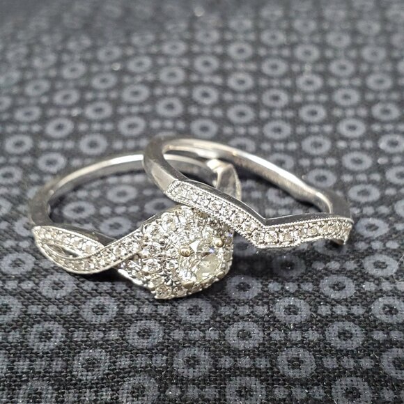 Neil Lane 14K White Gold Diamond Bridal Set - 1.35 Carat Ring Round Size 6.5 - Picture 1 of 16